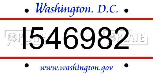 I546982 District Of Columbia License Plate