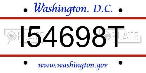 I54698T District Of Columbia License Plate