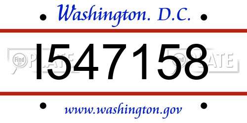 I547158 District Of Columbia License Plate