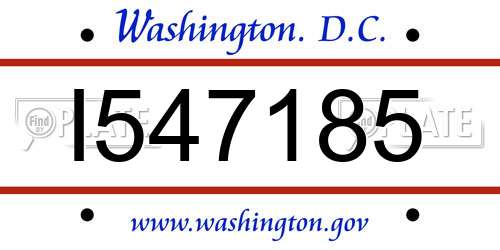 I547185 District Of Columbia License Plate