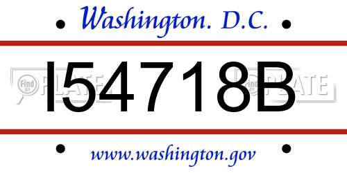 I54718B District Of Columbia License Plate