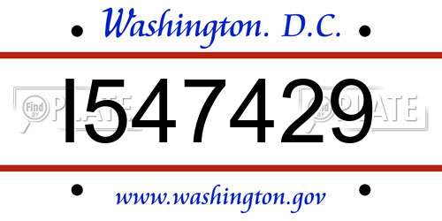 I547429 District Of Columbia License Plate