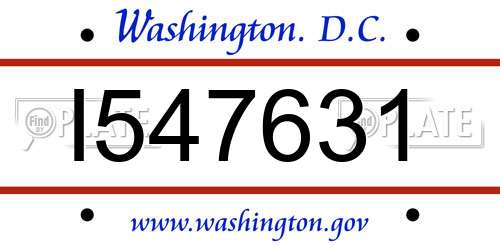I547631 District Of Columbia License Plate