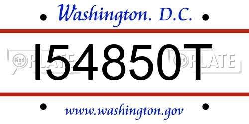 I54850T District Of Columbia License Plate