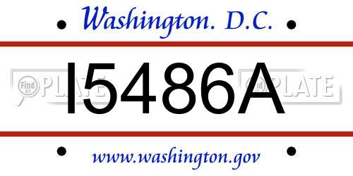 I5486A District Of Columbia License Plate