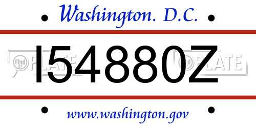 I54880Z District Of Columbia License Plate