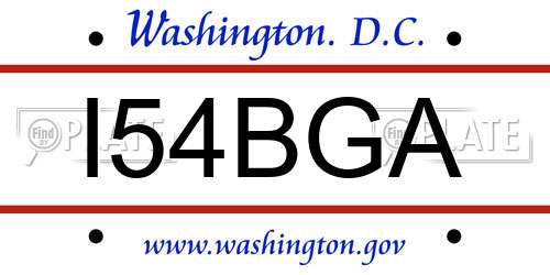 I54BGA District Of Columbia License Plate