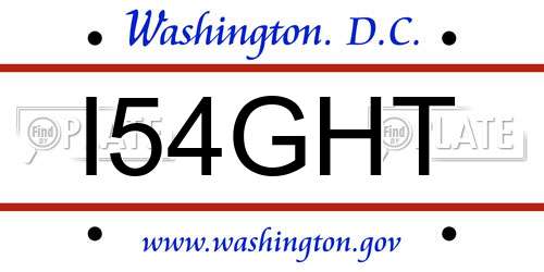 I54GHT District Of Columbia License Plate