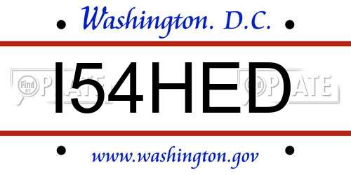 I54HED District Of Columbia License Plate