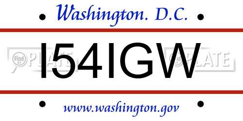 I54IGW District Of Columbia License Plate