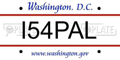 I54PAL District Of Columbia License Plate