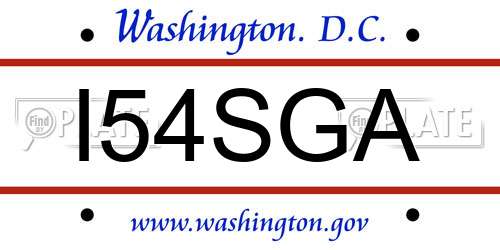 I54SGA District Of Columbia License Plate