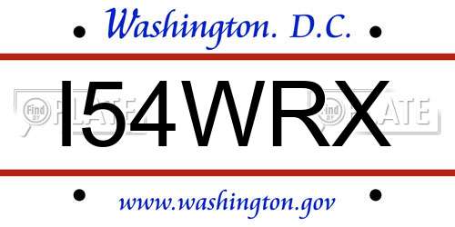 I54WRX District Of Columbia License Plate