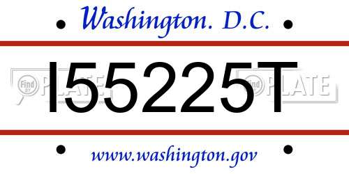 I55225T District Of Columbia License Plate