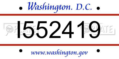 I552419 District Of Columbia License Plate