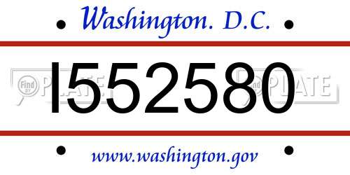 I552580 District Of Columbia License Plate