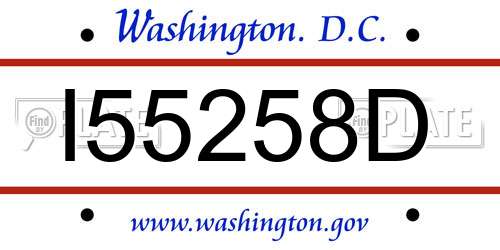 I55258D District Of Columbia License Plate