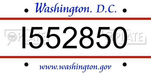 I552850 District Of Columbia License Plate