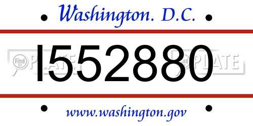 I552880 District Of Columbia License Plate