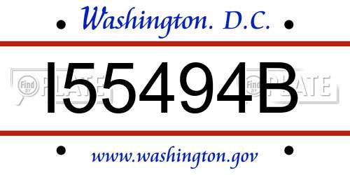 I55494B District Of Columbia License Plate