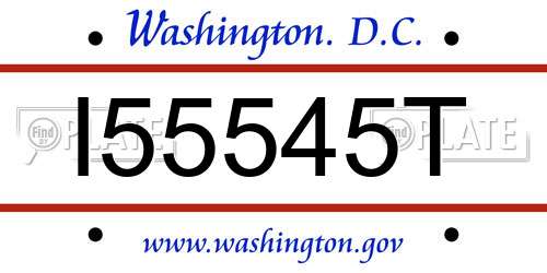 I55545T District Of Columbia License Plate