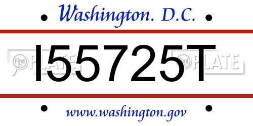 I55725T District Of Columbia License Plate