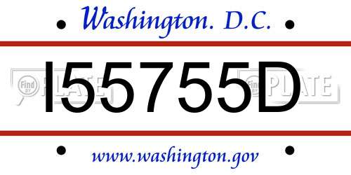 I55755D District Of Columbia License Plate