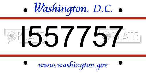 I557757 District Of Columbia License Plate