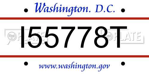 I55778T District Of Columbia License Plate