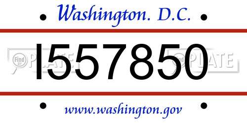 I557850 District Of Columbia License Plate