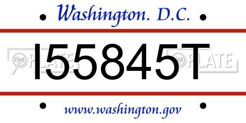 I55845T District Of Columbia License Plate