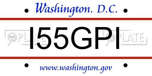 I55GPI District Of Columbia License Plate