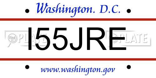 I55JRE District Of Columbia License Plate