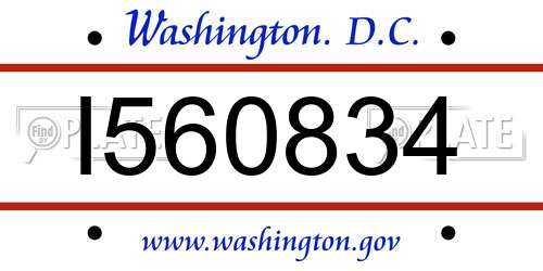 I560834 District Of Columbia License Plate