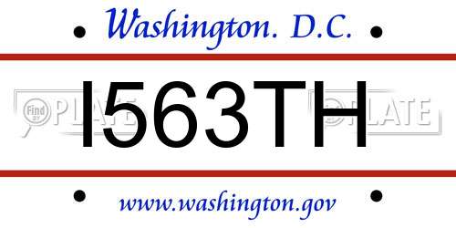 I563TH District Of Columbia License Plate