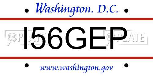 I56GEP District Of Columbia License Plate