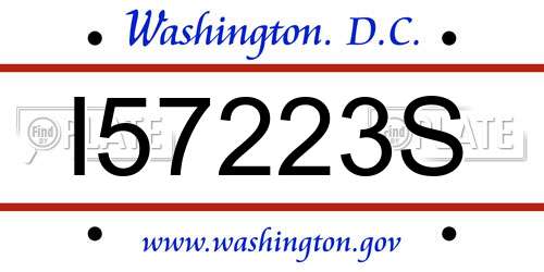 I57223S District Of Columbia License Plate