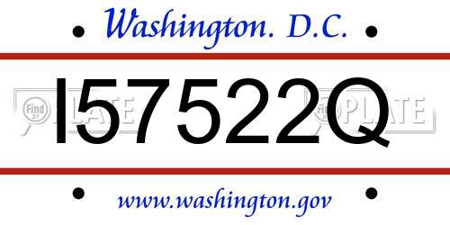 I57522Q District Of Columbia License Plate