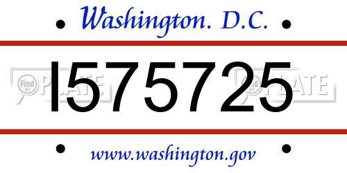 I575725 District Of Columbia License Plate