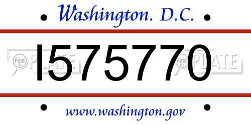 I575770 District Of Columbia License Plate