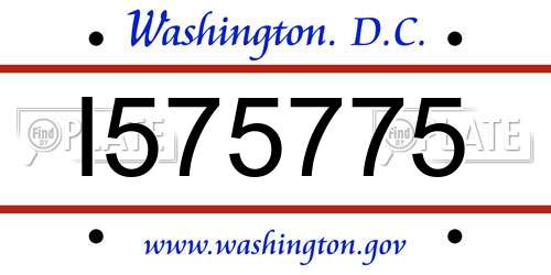 I575775 District Of Columbia License Plate