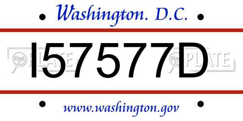 I57577D District Of Columbia License Plate