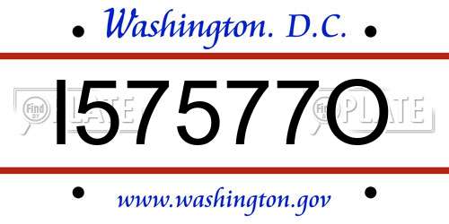 I57577O District Of Columbia License Plate