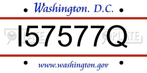 I57577Q District Of Columbia License Plate