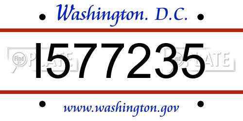 I577235 District Of Columbia License Plate