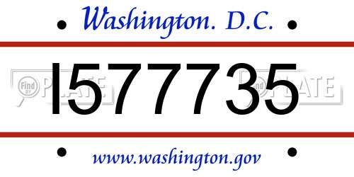 I577735 District Of Columbia License Plate