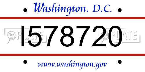 I578720 District Of Columbia License Plate