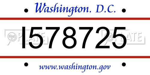 I578725 District Of Columbia License Plate