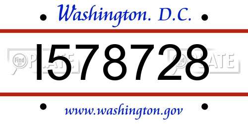 I578728 District Of Columbia License Plate