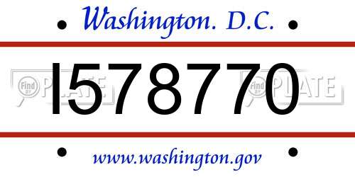 I578770 District Of Columbia License Plate